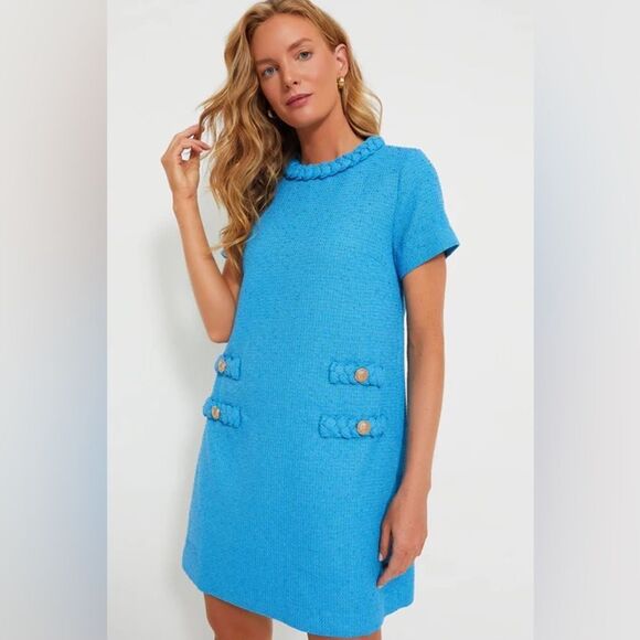 Tuckernuck Capri Blue Jackie Tweed Dress NWT